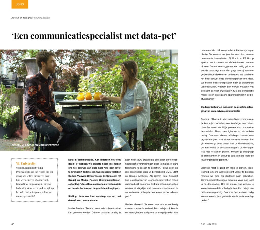 De publicatie Een communicatiespecialist met datapet in Vakblad C juni 2019